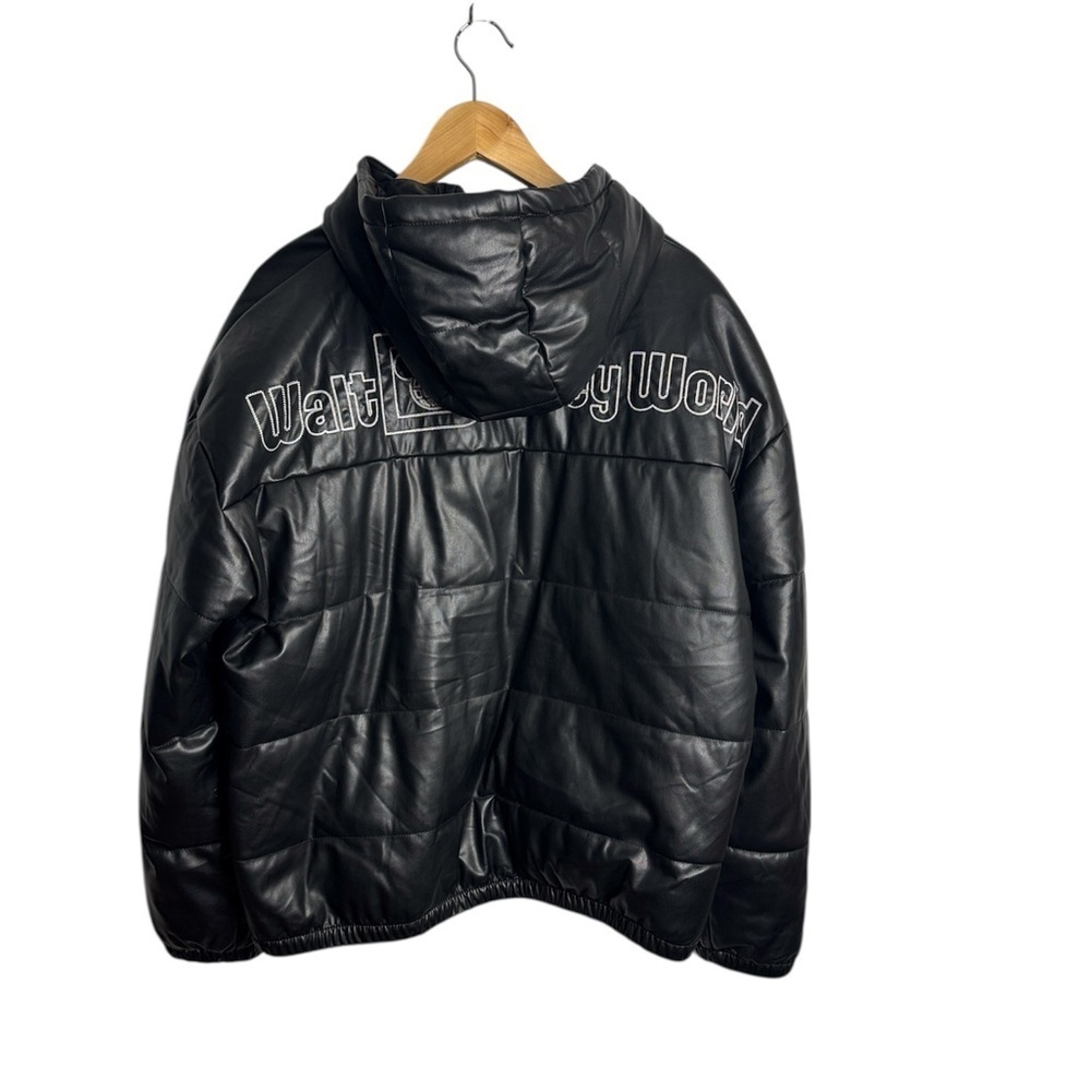 Disney Parks Walt Disney World black faux leather puffer Spirit jacket size 1X - Picture 6 of 8